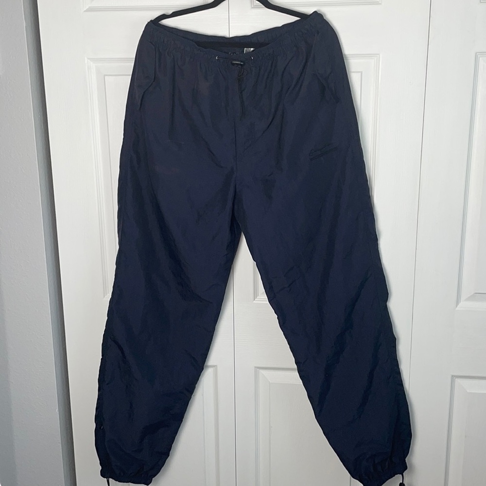 Sean John logo nylon jogger pants navy blue men’s size 2XL 3 pocket drawstring